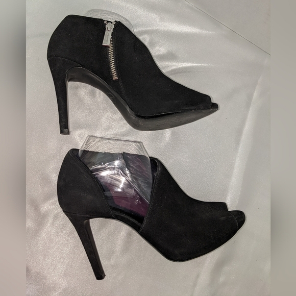 MICHAEL Michael Kors Womens Black Suede Elodie Booties Open Toe Side Zip Size 9M - Picture 8 of 12